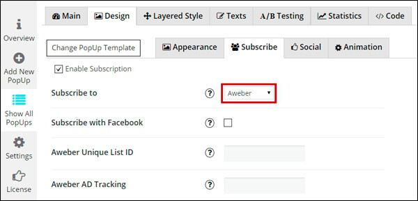 Subscription via Aweber in WordPress Popup plugin Subscription via Aweber in WordPress Popup plugin