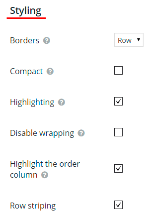 Styling feature of WordPress Data Tables Styling feature of WordPress Data Tables