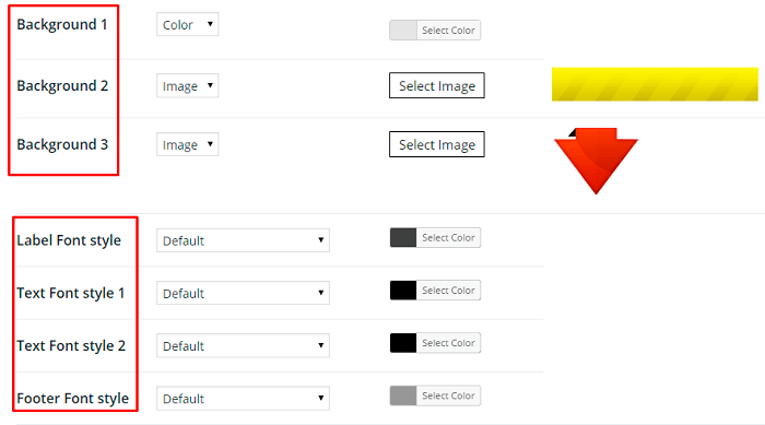 popup design settings - background & font style
