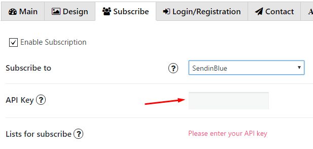 Add your Sendinblue API key