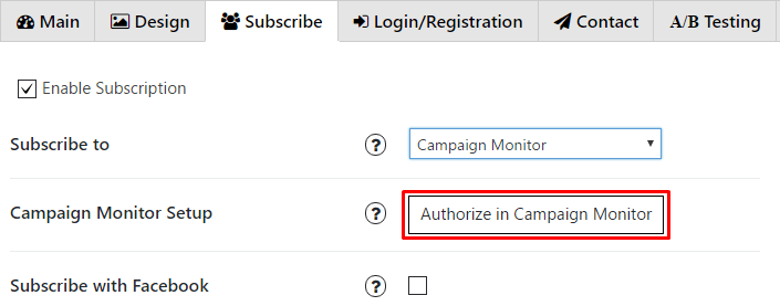 Authorize in Campaign Monitor