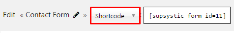 Shortcode of Contact Form