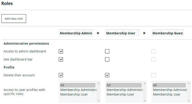 Membership Roles Settings Membership Roles Settings