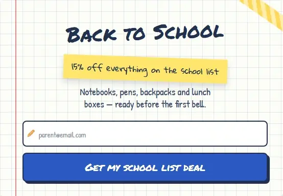 Back to School Notebook form template