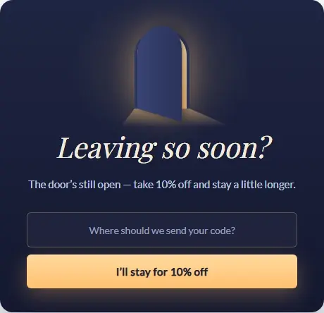 Exit Intent Door Ajar form template