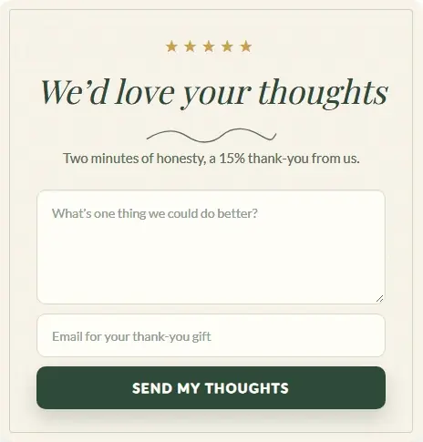 Feedback Letterpress form template