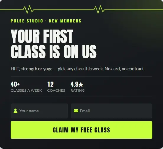 Fitness Pulse Free Class form template