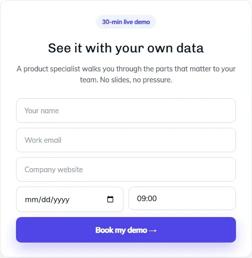 Book a Demo B2B form template