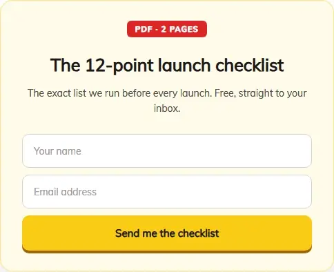 Content Upgrade Checklist form template