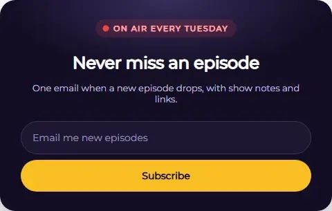 Podcast Subscribe On Air form template