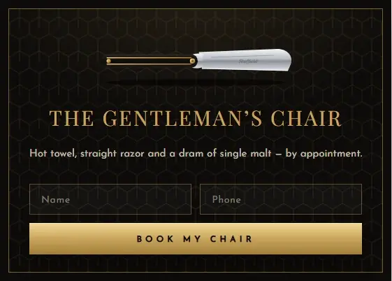 Luxury Gentlemans Barber form template