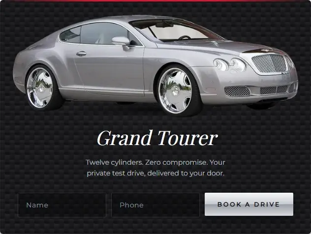Luxury Grand Tourer Test Drive form template