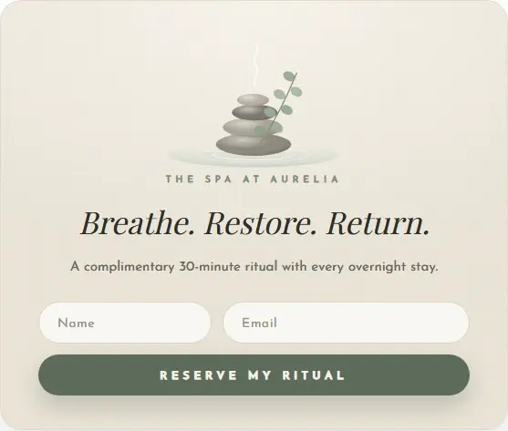 Luxury Spa Retreat form template