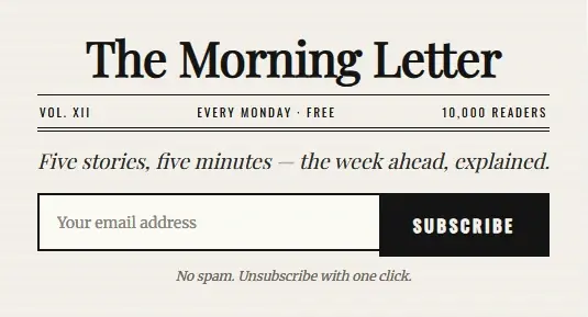 Newsletter Morning Letter form template