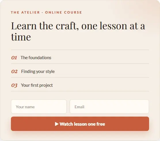 Online Course Atelier form template