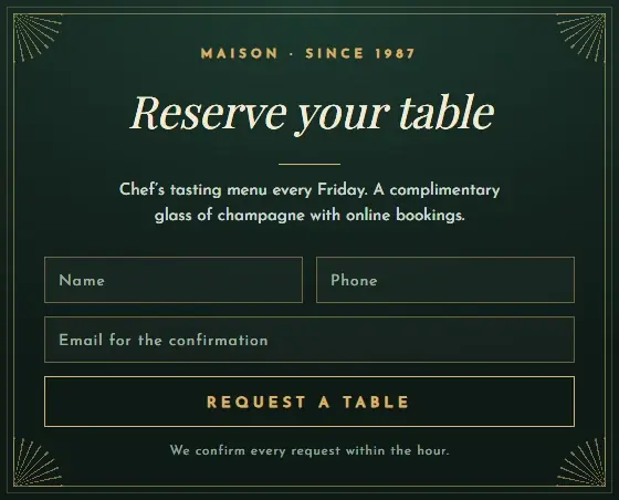 Restaurant Maison Reservation form template