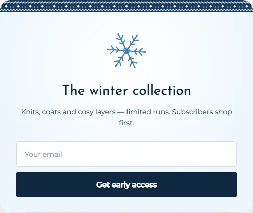 Winter Collection Drop form template