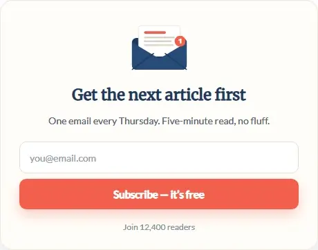 Blog Subscribe Slide-in form template