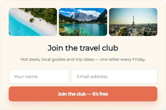 Travel Club Polaroids form template