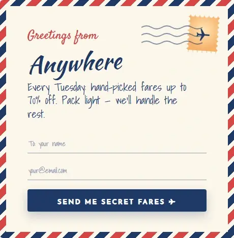 Travel Postcard Deals form template