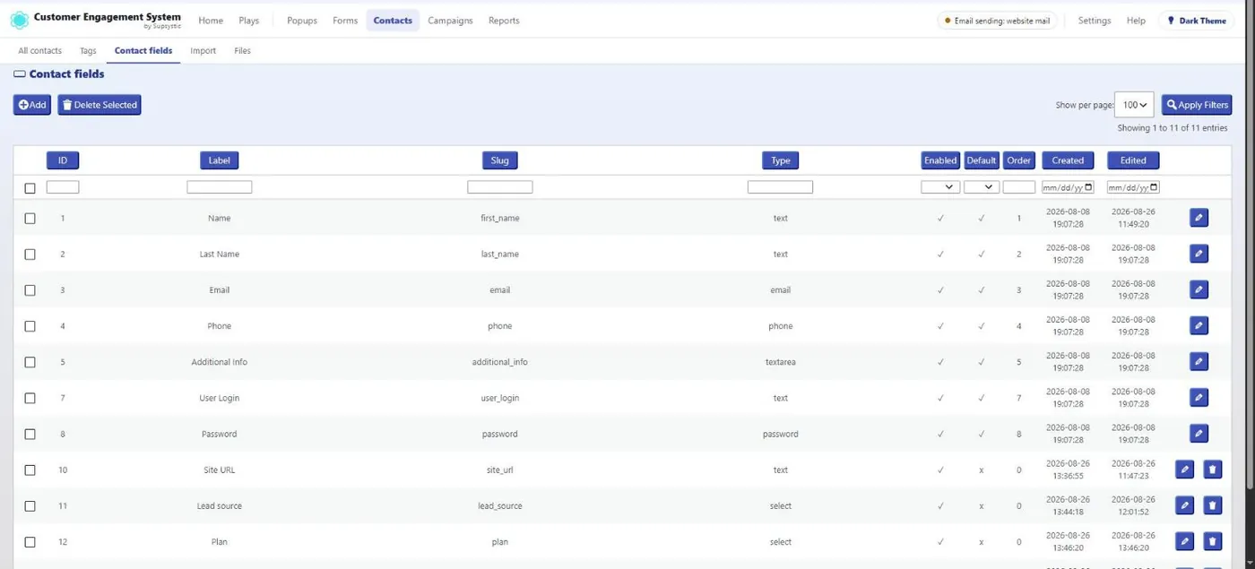 CES CRM: Your own contact fields