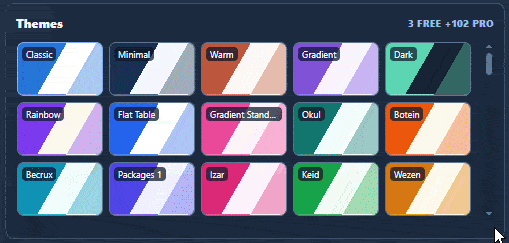 pricing table templates list