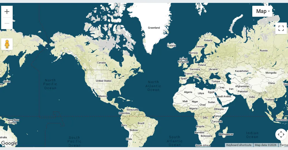 A dark-themed world map, one of the 300+ map styles