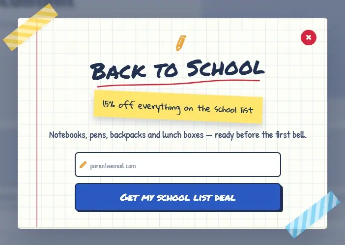 Back to School Notebook popup template
