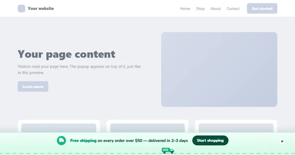 Free Shipping Bottom Bar popup template