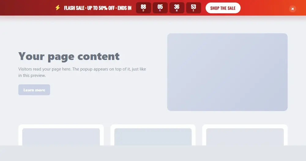 Sale Ends Countdown Bar popup template