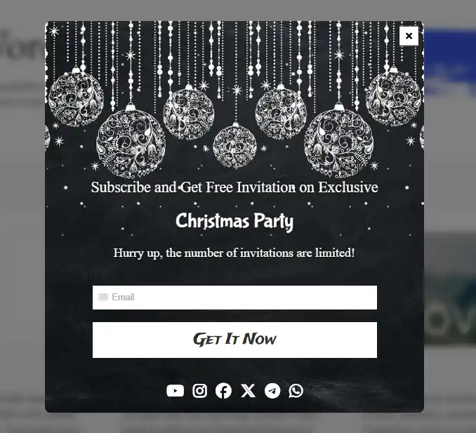 Christmas Party Popup popup template