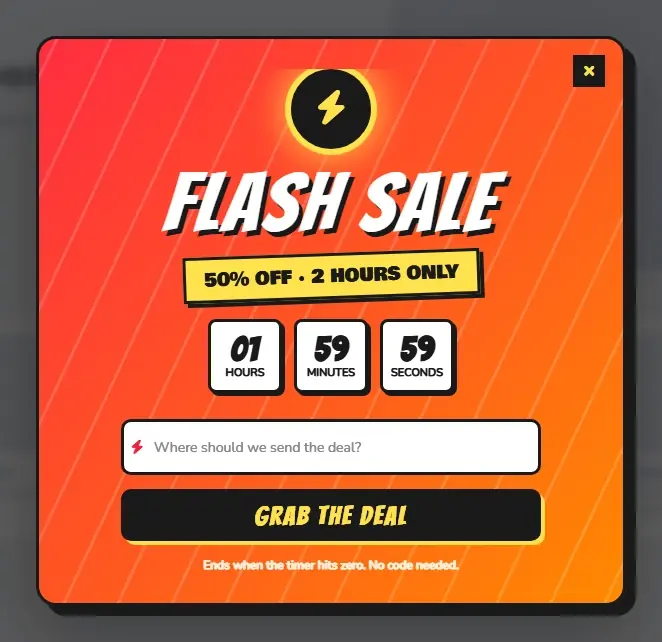 Flash Sale Lightning popup template