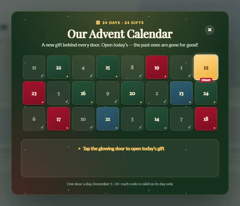 Advent Calendar popup template