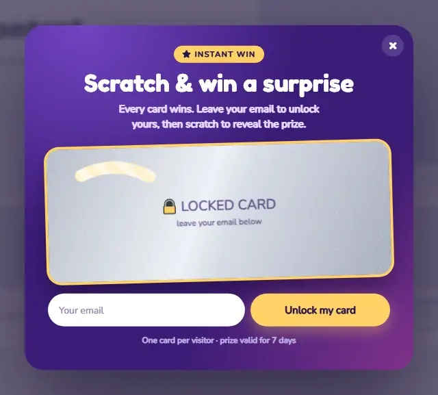 Scratch and Win Card popup template