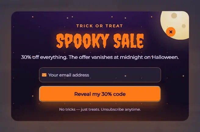 Halloween Spooky Sale popup template