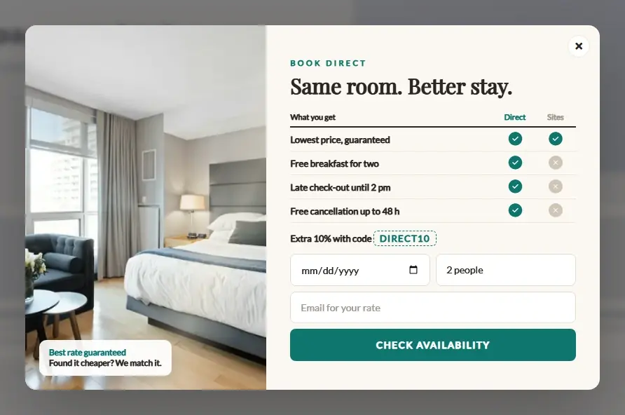 Hotel Book Direct popup template
