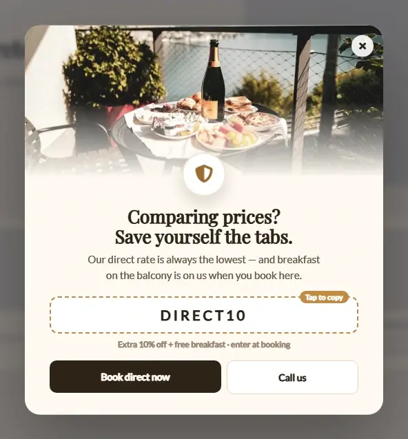 Hotel Best Rate Exit popup template