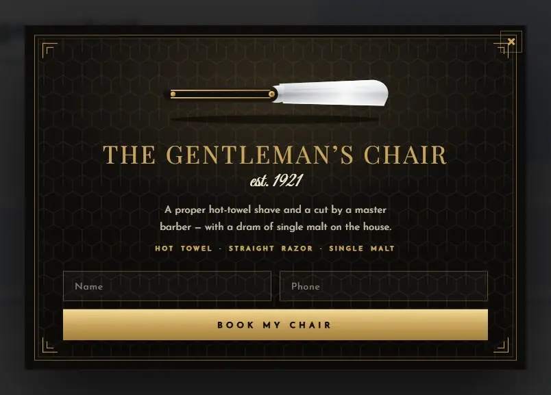 Luxury Gentlemans Barber popup template