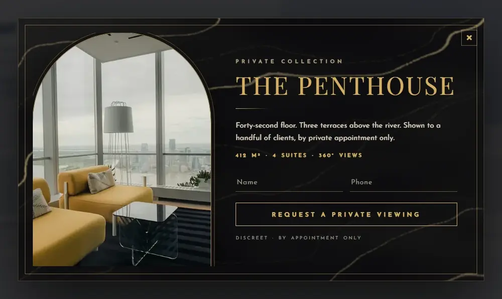 Luxury Penthouse Noir popup template