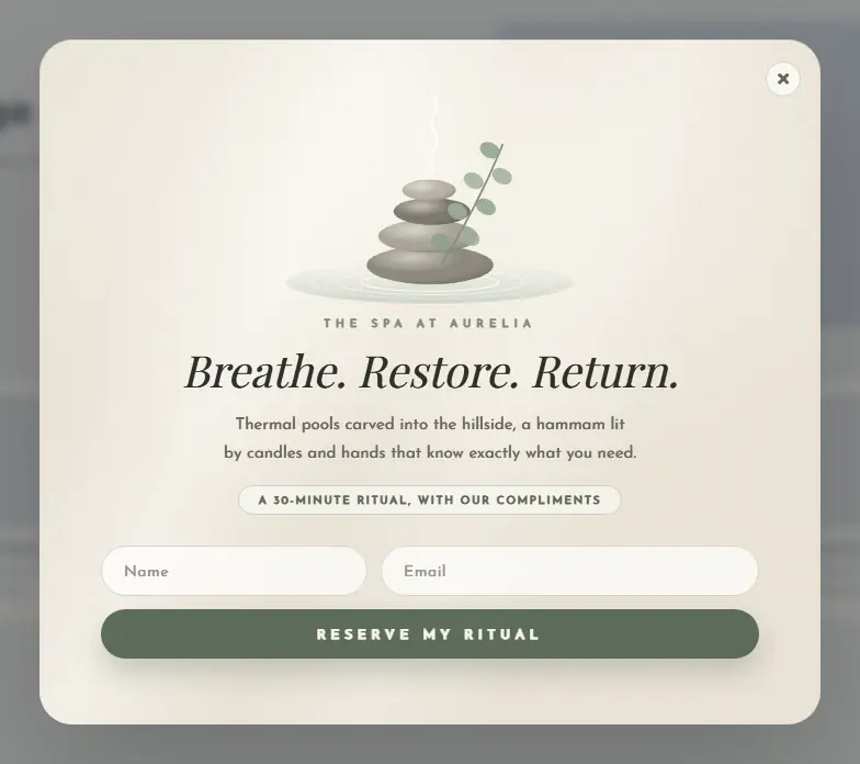 Luxury Spa Retreat popup template