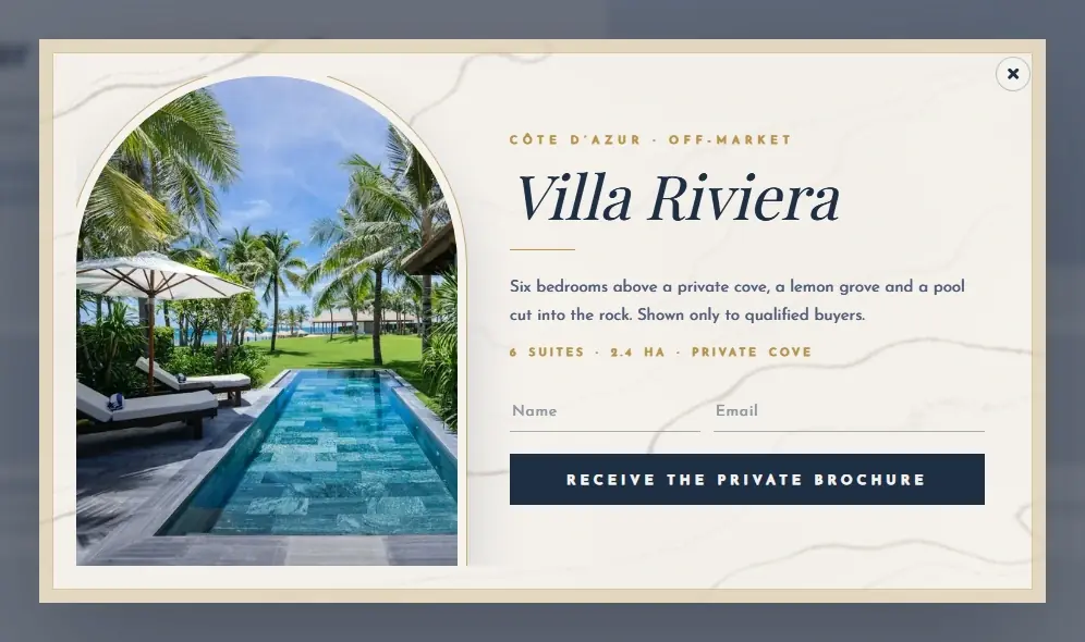 Luxury Villa Riviera popup template
