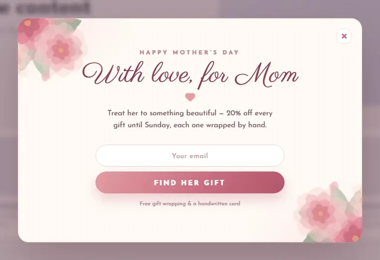 Mothers Day Watercolor Peonies popup template