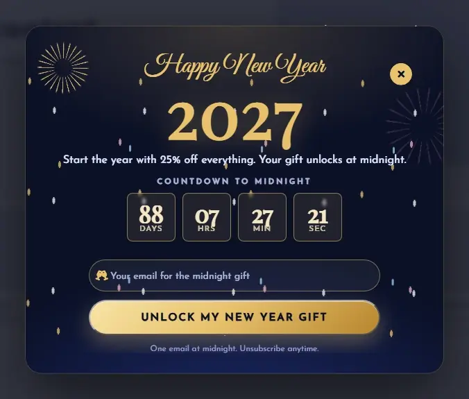 New Year Midnight Gala popup template