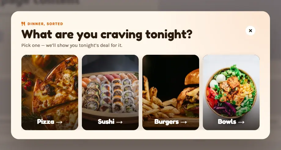 Food Delivery Craving Picker popup template