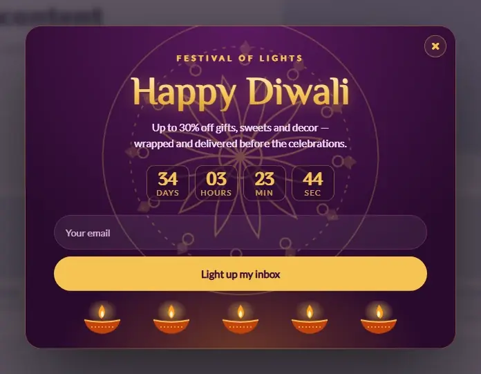 Diwali Festival of Lights popup template