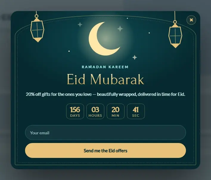 Ramadan and Eid Crescent popup template