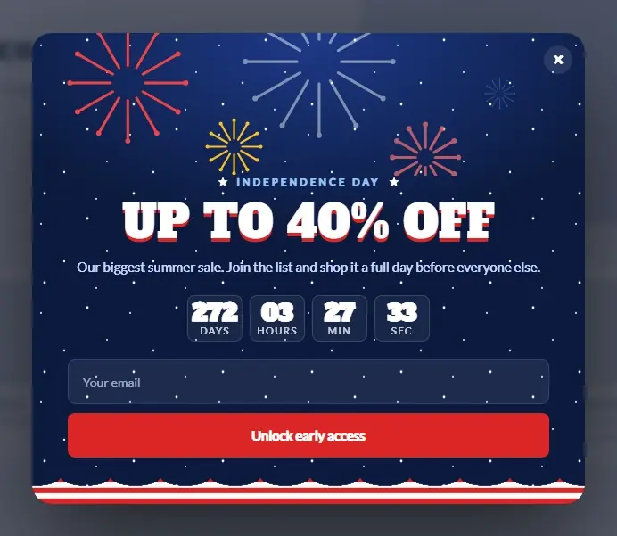 4th of July Fireworks Sale popup template