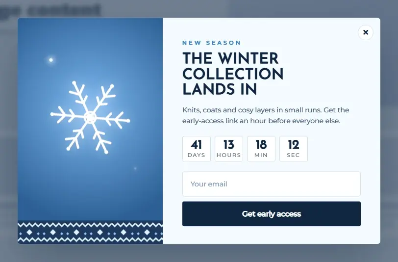 Winter Collection Drop popup template