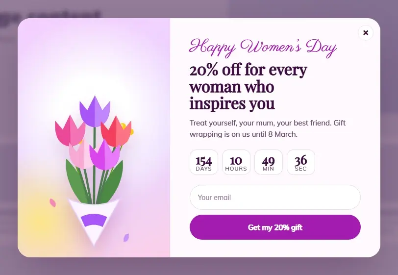 Womens Day Tulips popup template