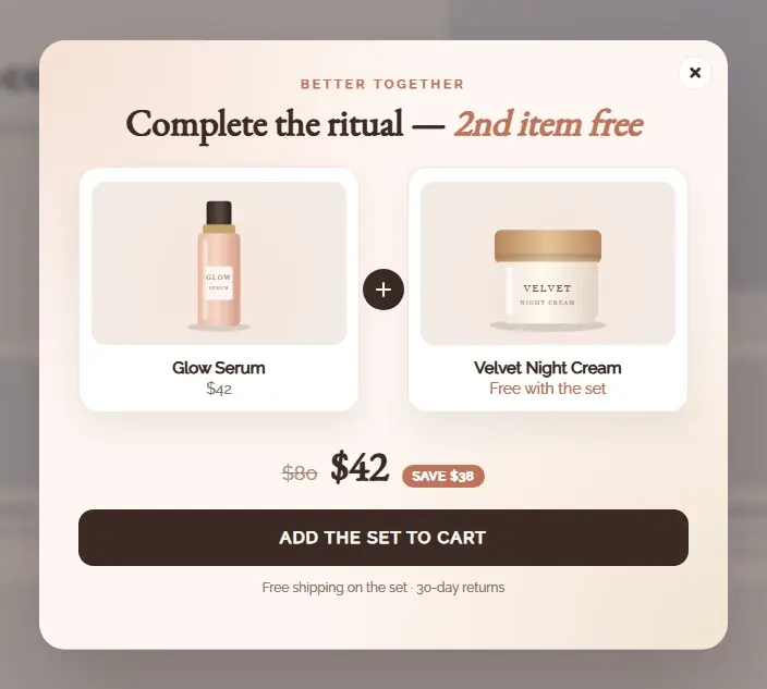 Bundle Deal 1+1 popup template